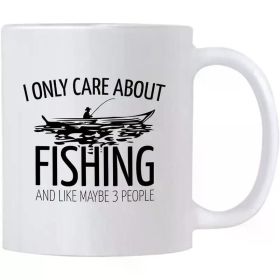 Casitika Funny Fishing Present. 11 oz Fisherman Mug. I Only Care About Fishing Cup. Birthday Present idea for Men and