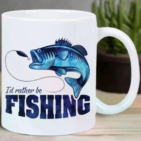 "I'd Rather Be Fishing" Ceramic Coffee Mug, Reusable Insulated Cup, Hand-Wash Only, Multipurpose, Ideal for