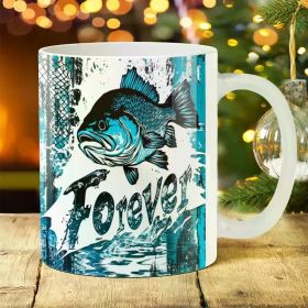 1pc Inspirational Ceramic Mug, Durable, Leak-Proof, 11oz, with Fishing-Themed Design, for Family, Friends, Father, Son,