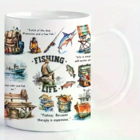 Fishing Life Mug, 11 Oz Ceramic Cup Coffee Cup Tea Mug, Fishing Life Coffee Mug, Fishing Lovers Gift