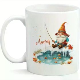 Kids' Tea Cup With Adorable Gnome Design, Gnome Fishing Coffee With Name, Customized Gnome Gift For Gnome