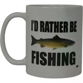 Rogue River 11oz Tactical Coffee Mug - 'I'd Rather Be Fishing' Novelty Cup, Perfect Gift for Men, Dad, Grandpa, Fisherman -