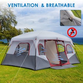 10 Person Red, White, And Gray Two Room Camping Tent (Option: Red White)
