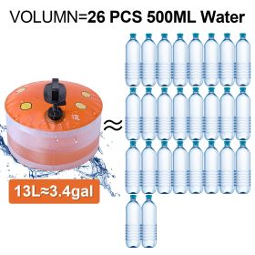 13L Portable Camping Water Bag Outdoor Travel Car Water Storage Equipment Emergency Foldable Water Container Home Living Water Tanks (Option: 13L-Orange with Lemon)