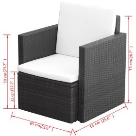 vidaXL Patio Chair with Cushions and Pillows Poly Rattan Black (Option: as picture)