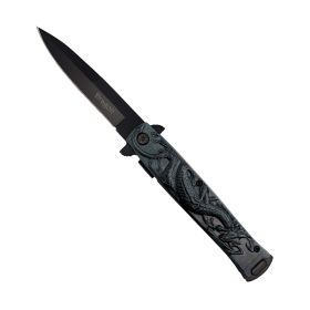 4" Black Dragon Knife with ABS Handle (Color: black)