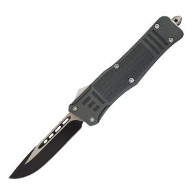 Automatic OTF Knife w/ Belt Clip (Color: black, size: medium)