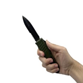 5.5" Automatic OTF Knife w/ Half Serrated Dagger Blade (Color: GRAY)