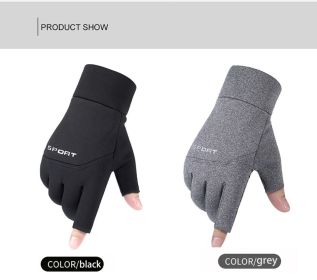Winter Fishing Gloves Women Men Universal Keep Warm Fishing Protection Anti-slip Gloves 2 Cut Fingers Outdoor Angling (Color: 2 Pairs, size: M)