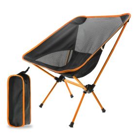 Superhard High Load Outdoor Camping Chair Travel Ultralight Folding Chair Portable Beach Hiking Picnic Seats Fishing Beach BBQ (Color: orange, Ships From: China)