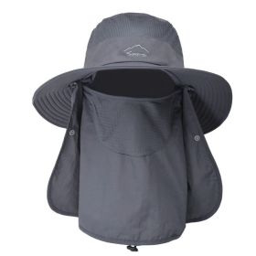 Fishing Bucket Hat Wide Brim Breathable Unisex Hat Sunlight-proof Removable Neck Face Fishing Cap For Fishing Hiking Traveling (Color: grey)