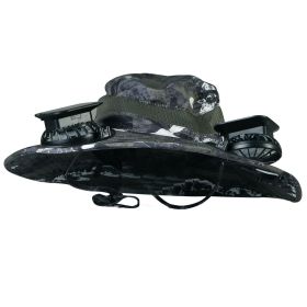 Outdoor Wide Brim Sun Hat With 2 Rechargeable Fans Solar Powered 3 Wind Speeds UPF50+ Breathable Waterproof Nylon Mesh Outdoor Hat For Hiking Cam (Color: Green Graffiti)