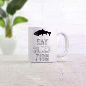 1pc Offensive Fishing Mug, Humorous Fishing Mugs, Rude Fishing Coffee Cup, Eat Sleep Fish, Drinking Mugs, Fathers (Color: White)