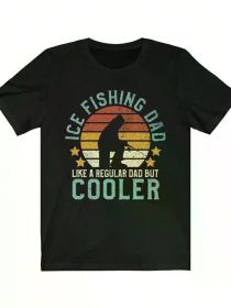 Ice Fishing Printed Casual T-Shirt, Men'S Round Neck Short Sleeve, Soft And Breathable Suitable For Outdoor Sports (Color: black, size: S)