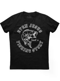 Even Jesus Had A Fishing Story Mens Short Sleeve New Cotton Black T-shirtCouple Clothing 2025 (Color: black, size: XL)