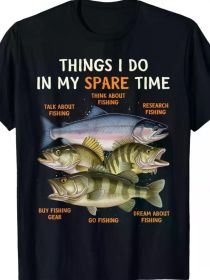 Funny Fishing Apparel for Men, Youth and Boys | Bass Lovers T-Shirt, All-Season, 2025 (Color: black, size: M)