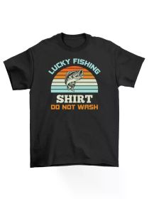 Lucky Fishing Shirt: 21-1130-18-Pecgine, Funny Tee - Don't Wash the Luck Away! U, All-Season, Family T-shirt. (Color: black, size: M)