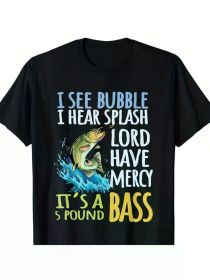 100% Cotton Black Bass Fishing Angling Sport T-Shirt - 220g, All-Season, Family T-shirt. (Color: black, size: XXXL)