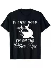 Funny Fishing Dad T-Shirt - 'Please Hold I'm on the Other Line' Design, 100% Cotton, Crew Neck, Black, Sizes S-XXXL (Color: black, size: XXL)