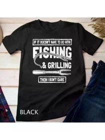 Funny Fishing And Grilling Unisex T-shirtCouple Clothing 2025 (Color: black, size: S)