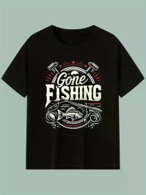 Went Fishing High-Quality Cotton T-Shirt, Creative, Versatile for All Seasons, Durable Knit, Perfect for New Year, Valentine'S Day Choice. (Color: black, size: XXL)