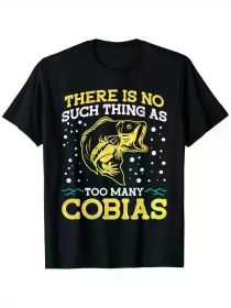 Funny Fish Lovers T-Shirt, 100% Cotton, Fishing Novelty Style T-Shirt, Crew Neck, Black, Sizes S-XXXL, Four Seasons, Family T-Shirt (Color: black, size: S)