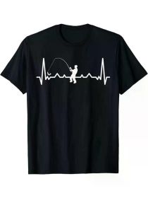 Heartbeat Angler Fishing T-Shirt (Color: black, size: XL)
