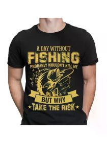 No Fishing Days T-Shirt Humorous Fishermen Fishing Gift Men's T-Shirt (Color: black, size: XXL)