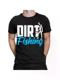 dirt fishing fish fisherman gifts fun retro style men's t-shirt #TA-135 comfortable and stylish couple clothing (Color: black, size: S)