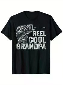 Cool Grandpa's "Cotton T-Shirt with Fishing Theme for Mens - Casual Crew Neck, Short Sleeves, Black, Sizes S-XXXL, Four Seasons, Family T-Shirt (Color: black, size: M)