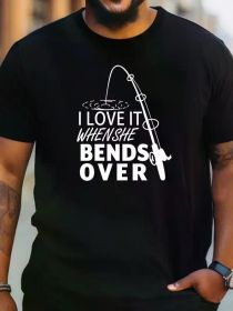 Plus Size Men's Fishing Slogan Tee - Casual Summer Essential with Breathable Fabric, (Color: black, size: S)