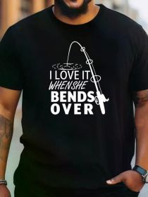 Plus Size Men's Fishing Slogan Tee - Casual Summer Essential with Breathable Fabric, (Color: black, size: XL)