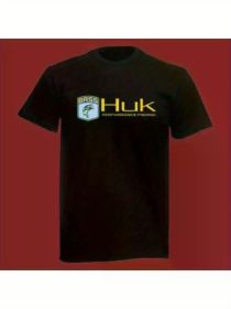 HUK BASS Fishing Men's Black T-Shirt Size S-3XL (Color: black, size: XL)