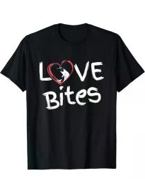 Love Bites" Funny Fishing Graphic Men's T-Shirt - 100% Cotton, Short Sleeve, Round Neck - Black Casual Tee with Humorous Design (Color: black, size: L)