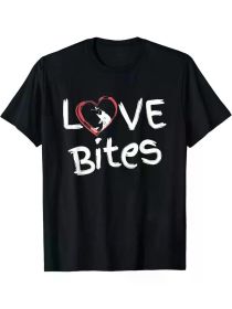 Love Bites" Funny Fishing Graphic Men's T-Shirt - 100% Cotton, Short Sleeve, Round Neck - Black Casual Tee with Humorous Design (Color: black, size: S)