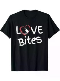 Love Bites" Funny Fishing Graphic Men's T-Shirt - 100% Cotton, Short Sleeve, Round Neck - Black Casual Tee with Humorous Design (Color: black, size: XXXL)