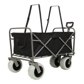 Fishing Cart with Rod Holders ,Beach Wagon with Big Wheels for Sand 500lbs capacity - All Terrain Steel Frame Utility Cart with 9" Pneumatic Tire (Color: As Picture)